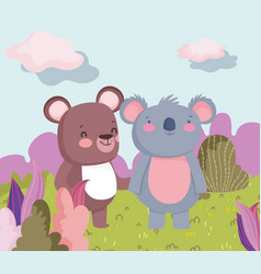 Little Teddy Bear And Koala Cartoon Character