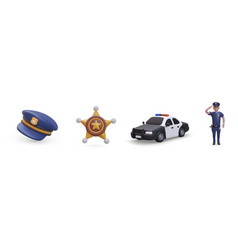 Set Of Policeman Car Element Of Policeman Costume