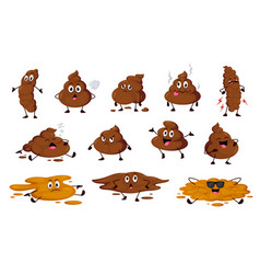 Poo Happy Angry Sleeping Cartoon Emoji Set