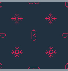 Set Snowflake And Ski Goggles On Seamless Pattern