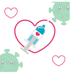 Vaccine Syringe On A Heart Shape Self Care