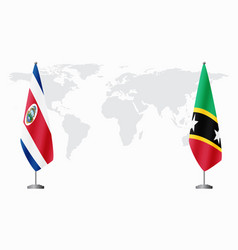 Costa Rica And Saint Kitts And Nevis Flags For