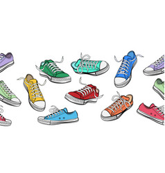 Sneakers Shoes Horizontal Seamless Pattern