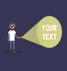 Young Black Man Holding A Flashlight Your Text