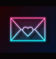 Glowing Neon Line Envelope With Valentine Heart