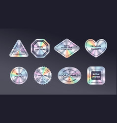 Holographic Signs Of Product Quality Icons Pack