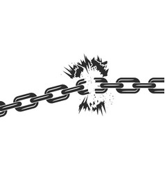 Broken Steel Chain Links Freedom Concept Flat