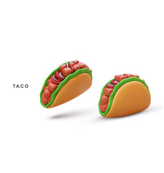 3d Two Realistic Taco On White Background