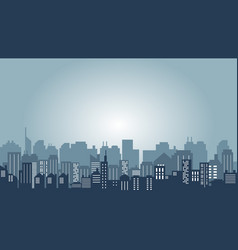 City Silhouette With Many Buildings And Big