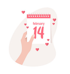 Hand Holding Daily Calendar With Date February 14