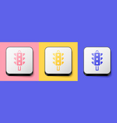 Isometric Traffic Light Icon Isolated On Pink