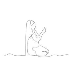 Muslim Girl Praying Continuous Line Drawing