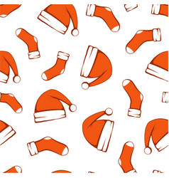 Seamless Pattern With Santa Hat And Socks