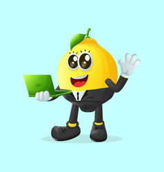 Cute Lemon Character Typing On A Computer