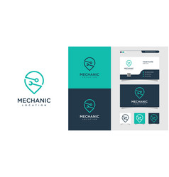 Mechanic Location Logo And Business Card Design