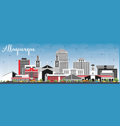 Albuquerque New Mexico City Skyline With Color