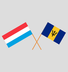 Crossed Flags Of Luxembourg And Barbados Official