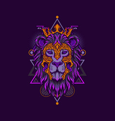 Dark Lion King With Geometry Background