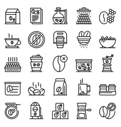 Decaffeinated Coffee Icons Set Outline Style