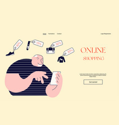 Online Shopping Process Elderly Man Buying Goods