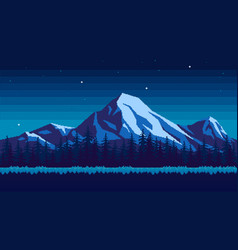 Pixel Art Mountain Background At Night