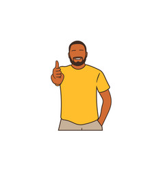 Standing And Smiling Black Man Giving Thumbs Up