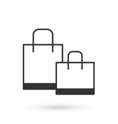 Grey Paper Shopping Bag Icon Isolated On White