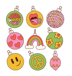 Groovy Christmas Vibe Set Of Xmas Tree Balls And