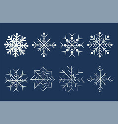 White Snowflakes Set On Blue Background Winter