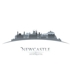 Newcastle Australia City Silhouette White