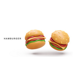 3d Realistic Two Hamburger On White Background