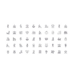 Children Ideas Linear Icons Line Signs Set