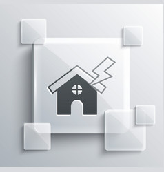 Grey House And Lightning Icon Isolated