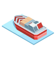 Seaport Isometric Icon Element Ship Marine