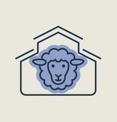 Sheep House Isolated Icon Farm Animal Sign