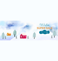 Winter Super Sale Banner Template Flat Design