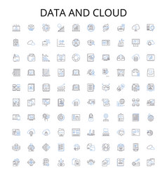 Data And Cloud Outline Icons Collection Data