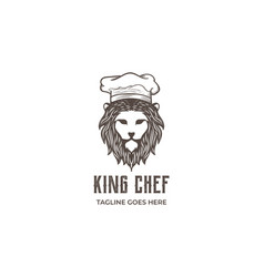 Vintage Retro Lion King Head Face With Chef Hat