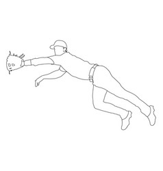 Baseball Player Catching Ball Line Art