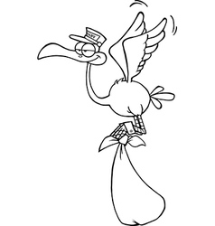 Cartoon stork with baby Royalty Free Vector Image