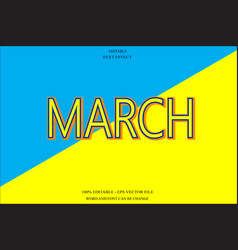 March Editable Text Effect 3d Emboss