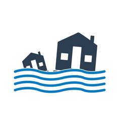 Flood Icon Contain House And Wave Signs Editable