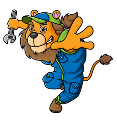 Strong Lion Character Wearing Mechanic Uniform