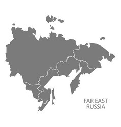 Far East Russia With Borders Map Grey