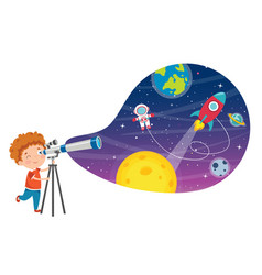 Kid Using Telescope