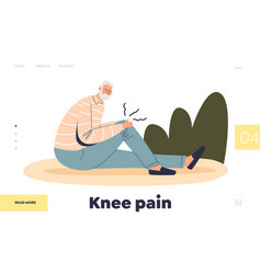 Knee Pain Concept Of Landing Page With Senior Man