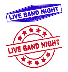 Live Band Night Grunged Stamp Seals In Round