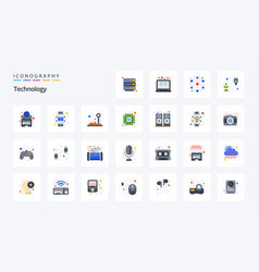 25 Technology Flat Color Icon Pack