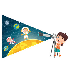 Kid Using Telescope