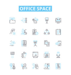 Office Space Line Icons Set Workplace